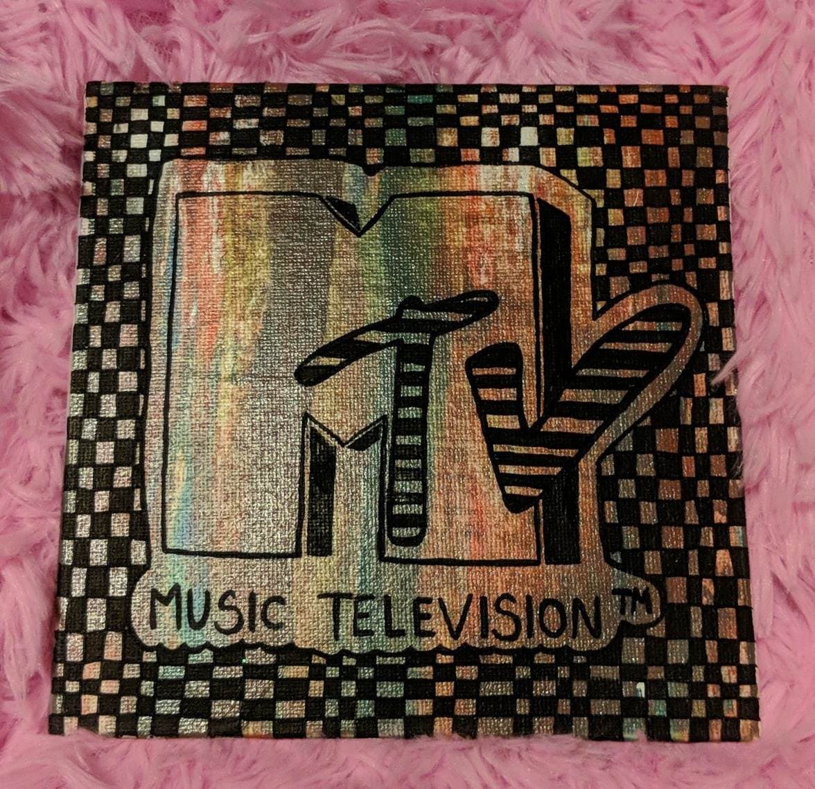 Music Television — Acrylic Fanart Painting by Sydney Nova, checkerboard, creative, cute