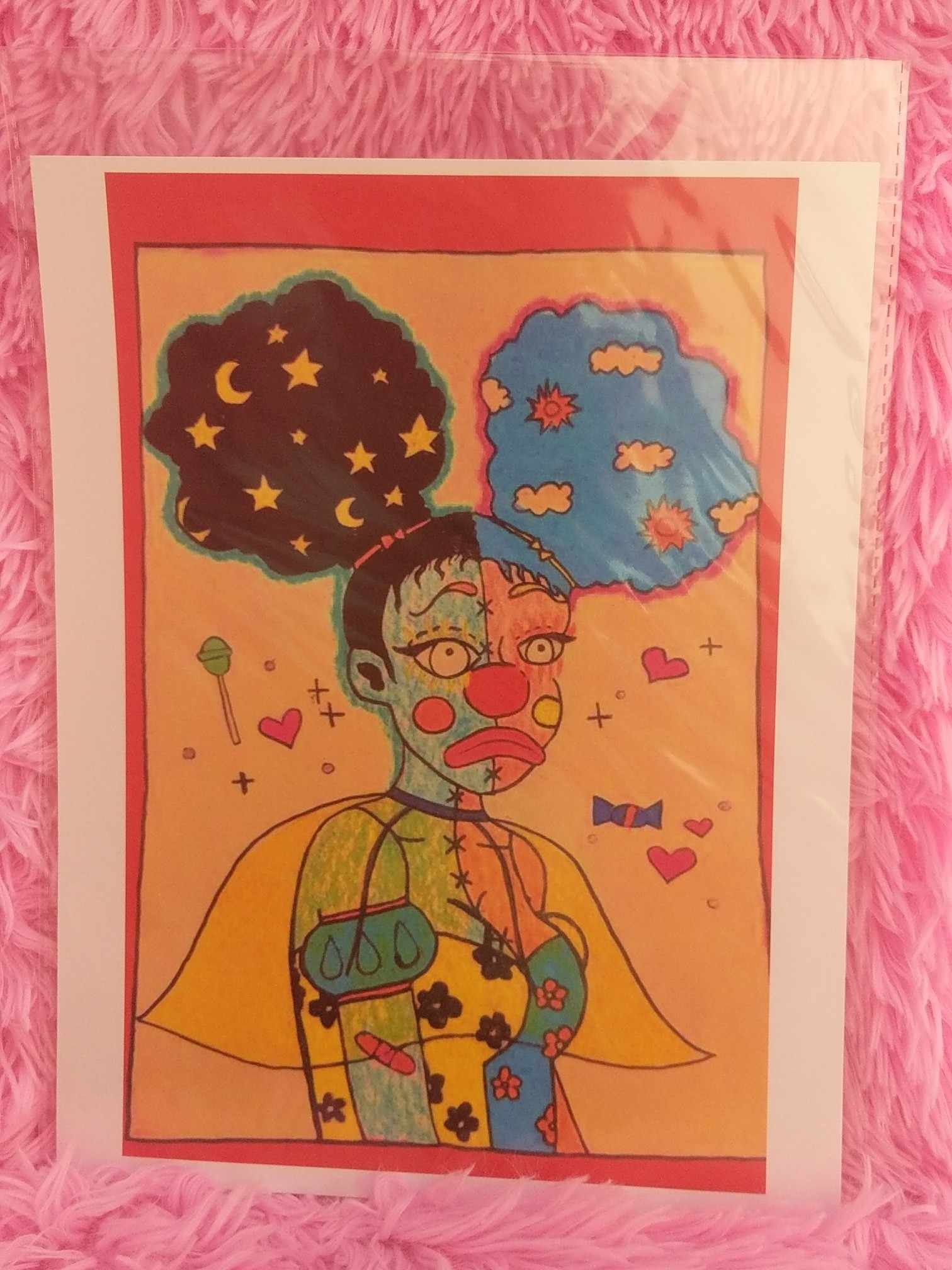 Prints: "Candy Clown — art print by Sydney Nova, blue, clown, creative